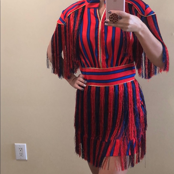 Red and blue dress - Picture 6 of 7